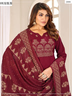 Elegant A-Line Kurti Pant Set with Dupatta – Premium Cotton Collection