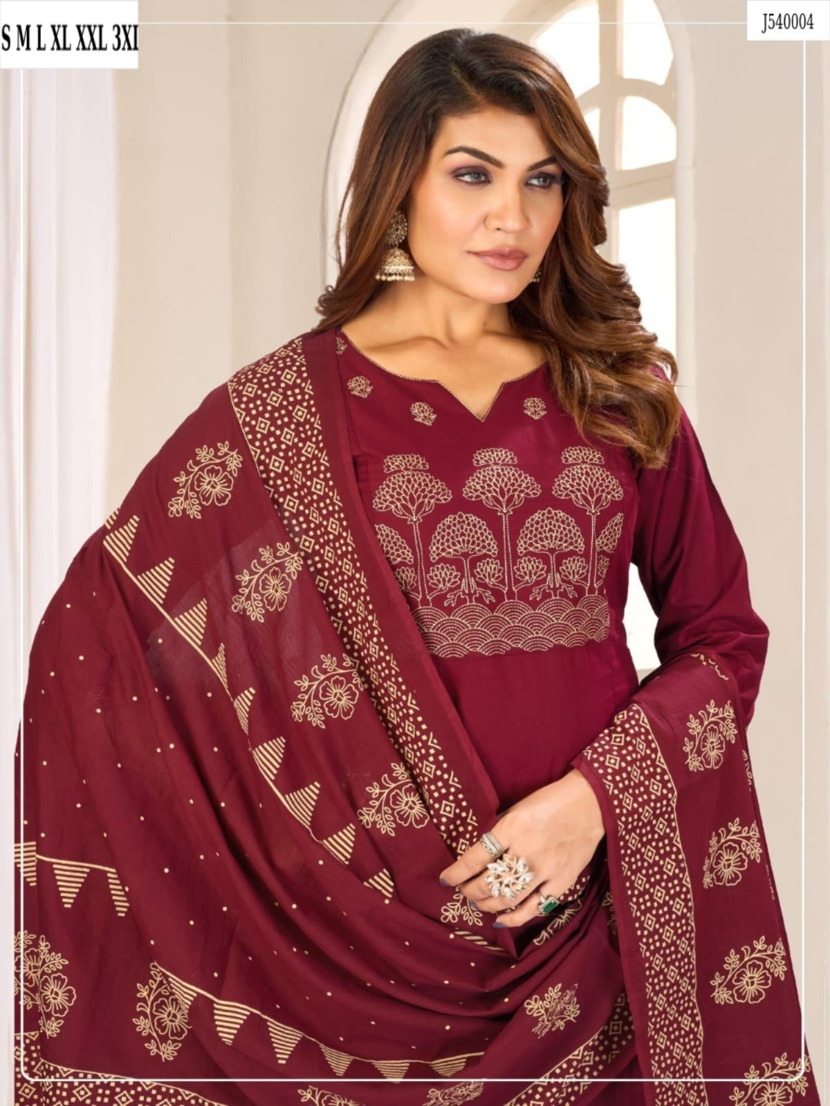 Elegant A-Line Kurti Pant Set with Dupatta – Premium Cotton Collection