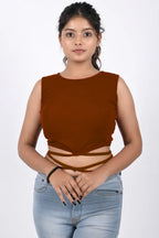 Ribbed Wrap-Tie Crop Top