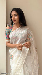 Glam Party Wear Saree + Designer Blouse Set – Sparkle & Style for Evening Events