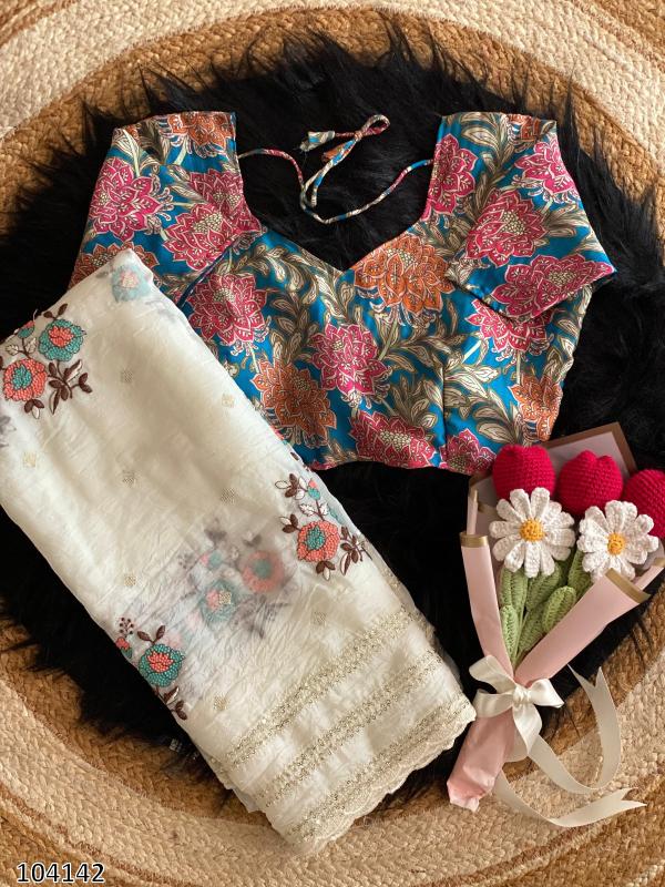 Glam Party Wear Saree + Designer Blouse Set – Sparkle & Style for Evening Events