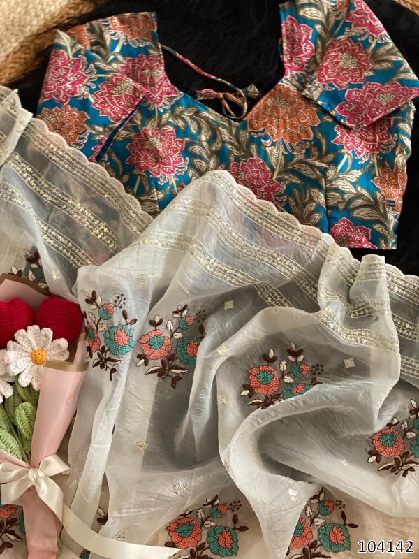 Glam Party Wear Saree + Designer Blouse Set – Sparkle & Style for Evening Events