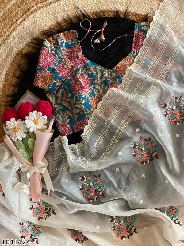 Glam Party Wear Saree + Designer Blouse Set – Sparkle & Style for Evening Events