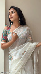 Glam Party Wear Saree + Designer Blouse Set – Sparkle & Style for Evening Events