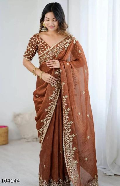 Soft Fendy Chiffon Saree – Heavy Embroidery & Sequin Glam (Festival & Party Ready)