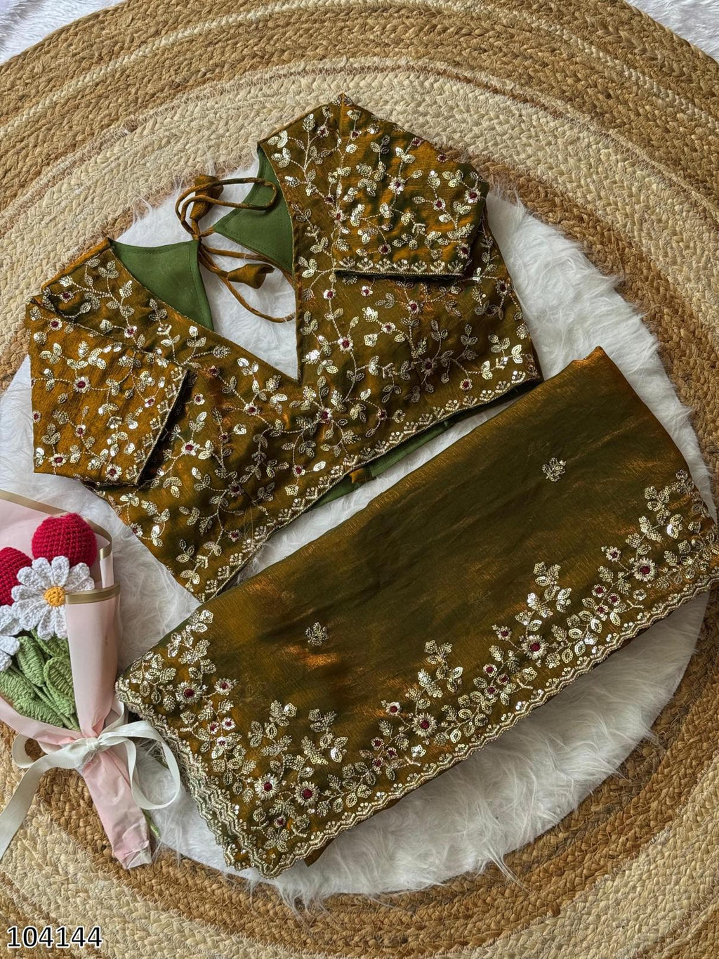 Soft Fendy Chiffon Saree – Heavy Embroidery & Sequin Glam (Festival & Party Ready)