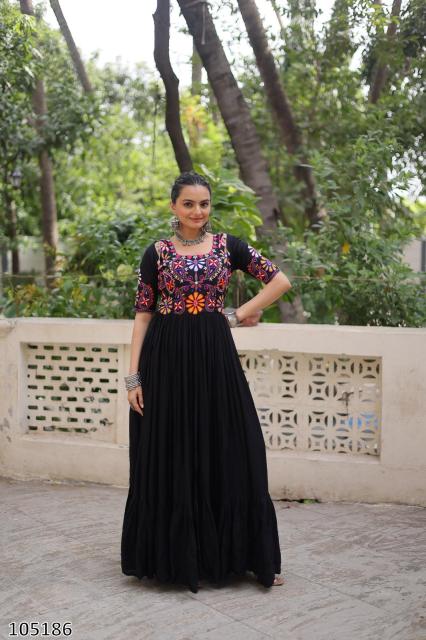 Elegant Navratri Gown 2025 – Stylish Rayon Festive Dress for Women