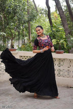 Elegant Navratri Gown 2025 – Stylish Rayon Festive Dress for Women