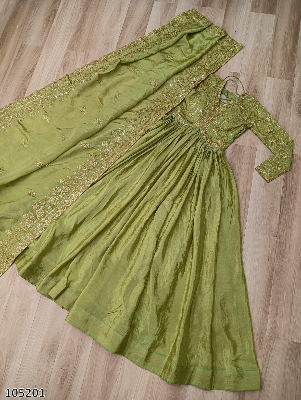 Diwali Glow – Gold Crush Sequined Multi-Embroidered Pink-Green Kurti