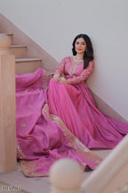 Diwali Glow – Gold Crush Sequined Multi-Embroidered Pink-Green Kurti