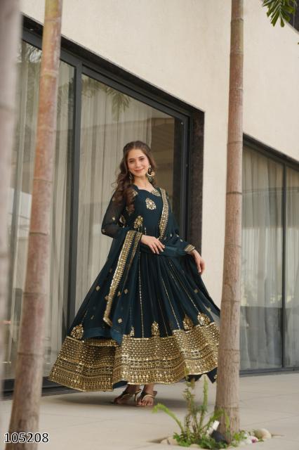 remium Wedding & Festive Embroidered Gown With Dupatta – Elite Designer Edition