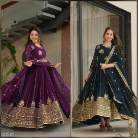 remium Wedding & Festive Embroidered Gown With Dupatta – Elite Designer Edition
