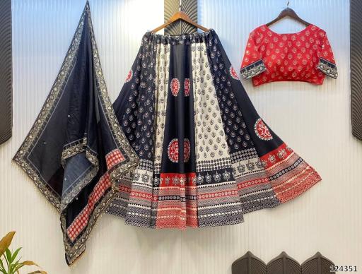 Navratri Season Printed Polly Reyon Full Stitched Lehenga Choli