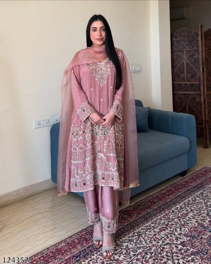 Diwali Special – Elite French Crepe Embroidered Suit (3-Piece Festive Edition)