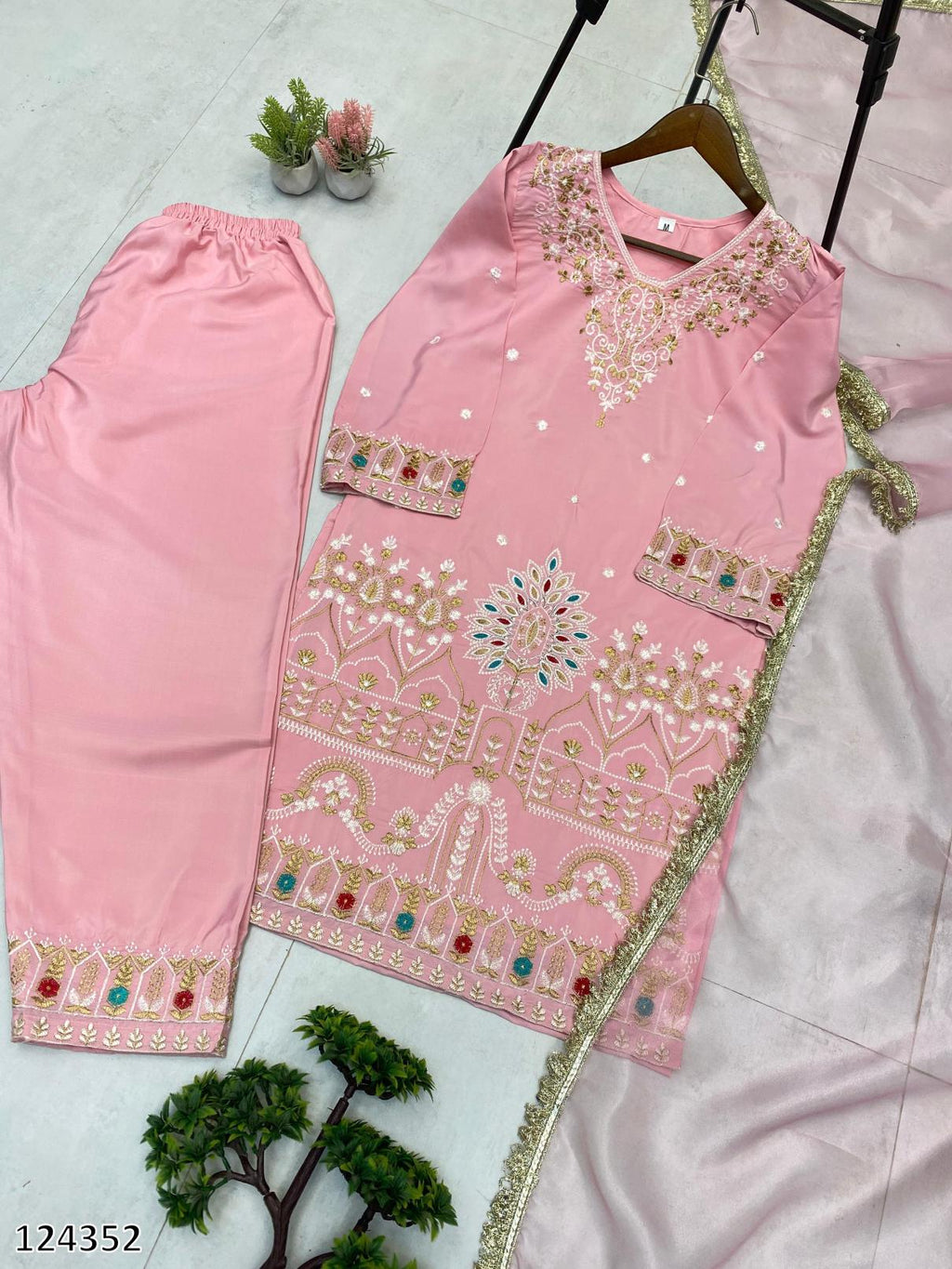 Diwali Special – Elite French Crepe Embroidered Suit (3-Piece Festive Edition)