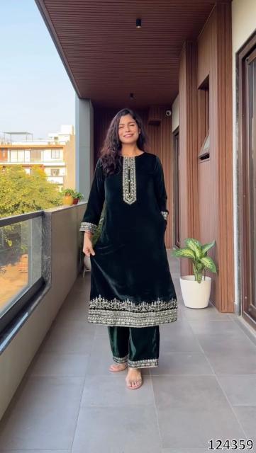 Premium Velvet Embroidered Festive Suit Set