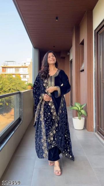 Premium Velvet Embroidered Festive Suit Set