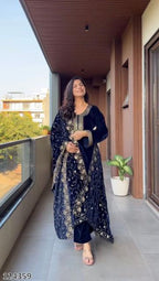 Premium Velvet Embroidered Festive Suit Set