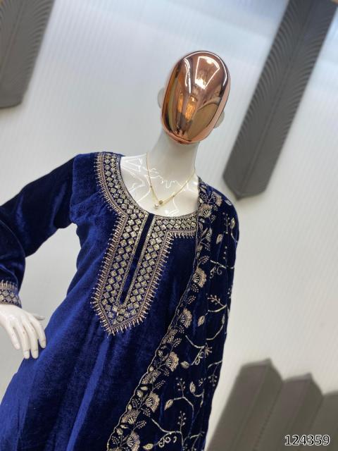 Premium Velvet Embroidered Festive Suit Set