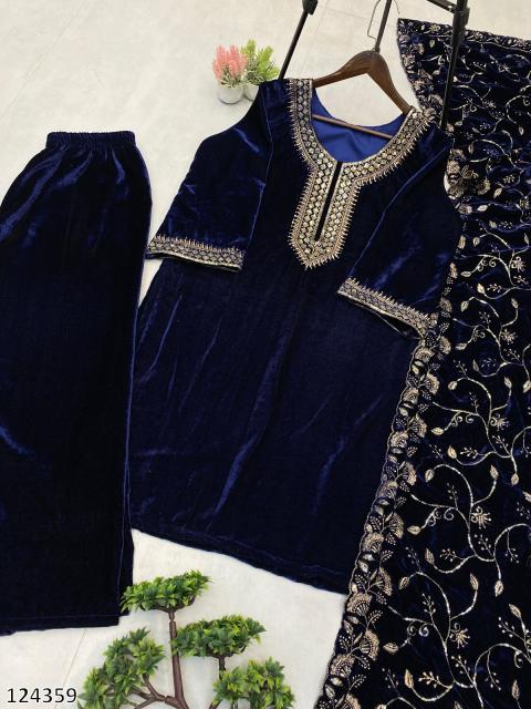 Premium Velvet Embroidered Festive Suit Set