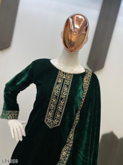 Premium Velvet Embroidered Festive Suit Set