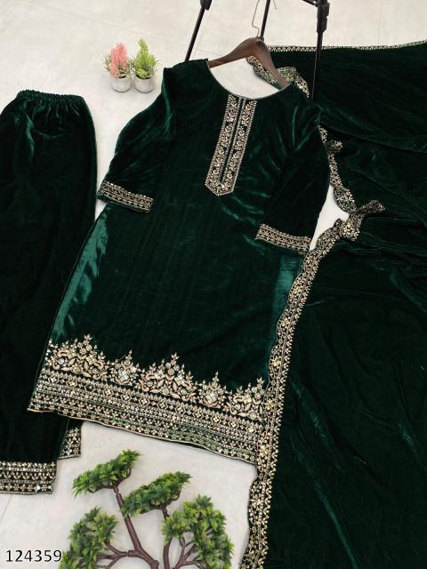 Premium Velvet Embroidered Festive Suit Set