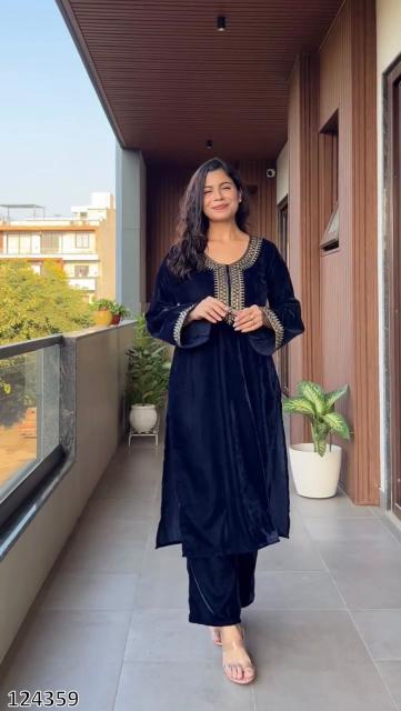 Premium Velvet Embroidered Festive Suit Set