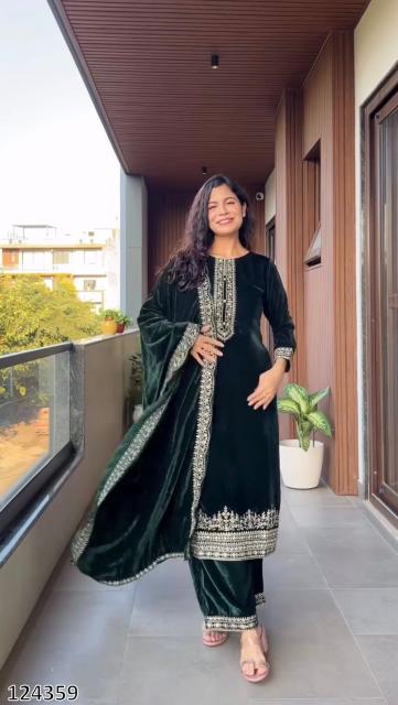 Premium Velvet Embroidered Festive Suit Set