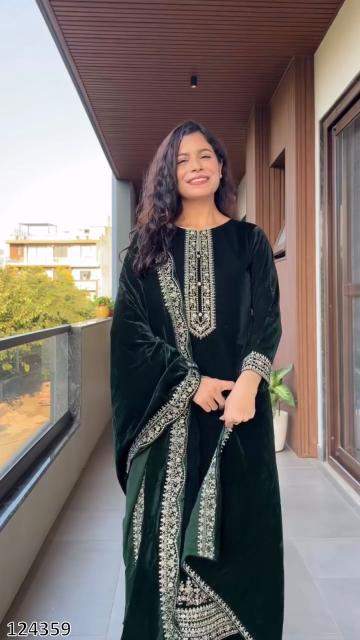 Premium Velvet Embroidered Festive Suit Set