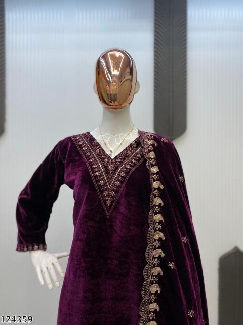 Premium Velvet Embroidered Festive Suit Set