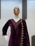 Premium Velvet Embroidered Festive Suit Set