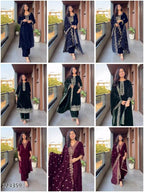 Premium Velvet Embroidered Festive Suit Set