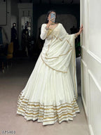 Regal Flair Rayon Lehenga Set with Elegant Lace Detailing