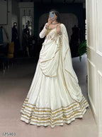 Regal Flair Rayon Lehenga Set with Elegant Lace Detailing