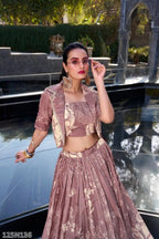 Royal Mauve Floral Printed Designer Lehenga Choli with Jacket – Elegant Festive & Wedding Wear Ensemble