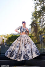 Royal Mauve Floral Printed Designer Lehenga Choli with Jacket – Elegant Festive & Wedding Wear Ensemble