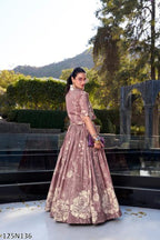 Royal Mauve Floral Printed Designer Lehenga Choli with Jacket – Elegant Festive & Wedding Wear Ensemble