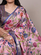 Elegant Tussar Silk Saree with Viscose Border – Traditional Floral Print Party Wear