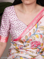 Elegant Tussar Silk Saree with Viscose Border – Traditional Floral Print Party Wear