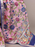 Elegant Tussar Silk Saree with Viscose Border – Traditional Floral Print Party Wear