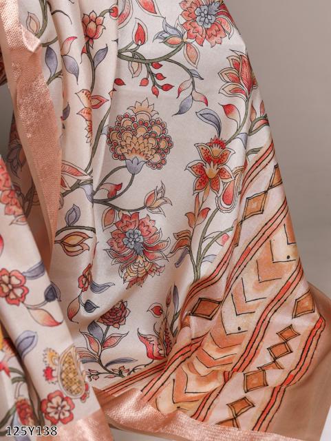 Elegant Tussar Silk Saree with Viscose Border – Traditional Floral Print Party Wear