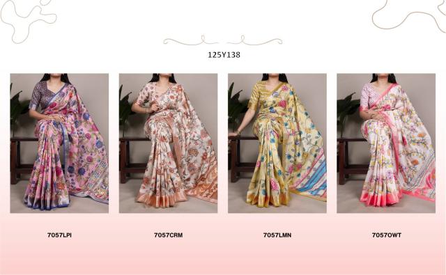 Elegant Tussar Silk Saree with Viscose Border – Traditional Floral Print Party Wear