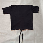 Ruched Drawstring Ribbed Crop Top  Trendy Slim-Fit Stretch Wear