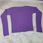 Elegant Ribbed Cotton Long Sleeve Crop Top – Perfect Blend of Comfort & Style