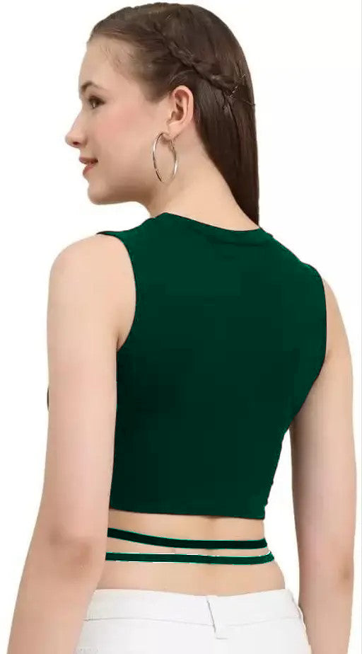 Ribbed Wrap-Tie Crop Top