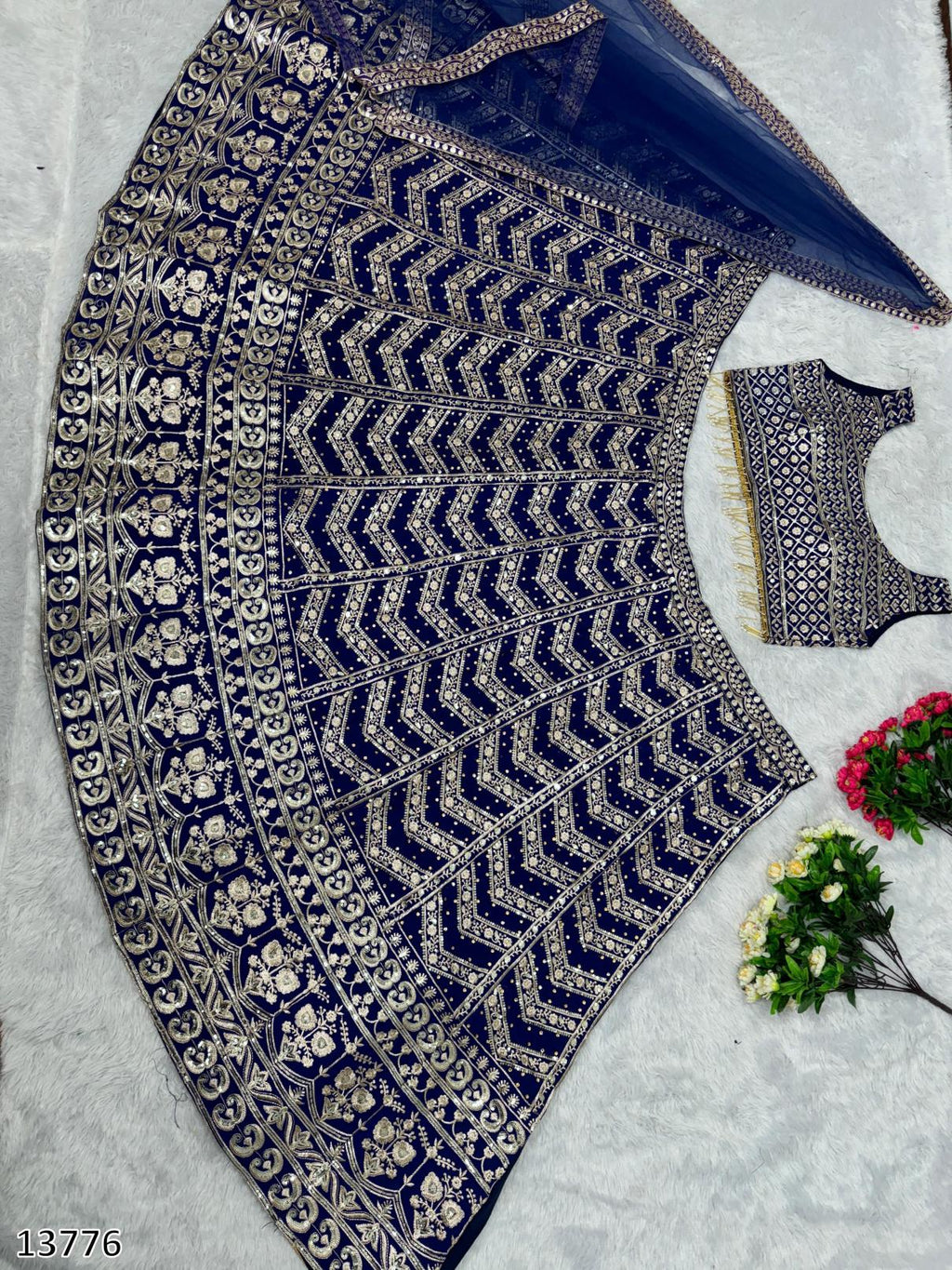 Royal Embroidered Sequence Bridal Lehenga Choli with Dupatta