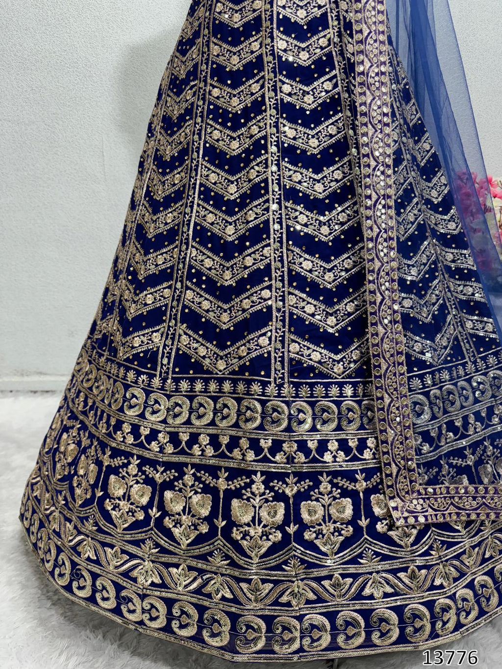 Royal Embroidered Sequence Bridal Lehenga Choli with Dupatta