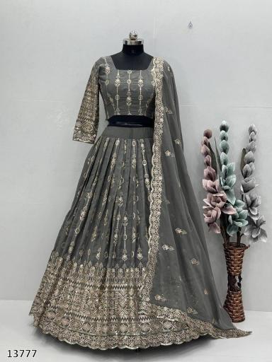 Royal Embroidered Georgette Lehenga Set with Dupatta