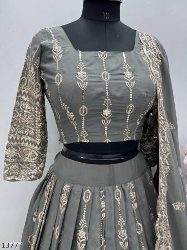 Royal Embroidered Georgette Lehenga Set with Dupatta