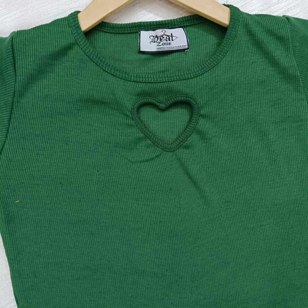 Trendy Heart Cut Ribbed Fitted Top for Women – Soft Stretchy Casual Wear
